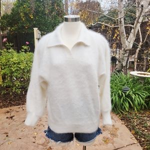Fuzzy White Angora Pullover Sweater